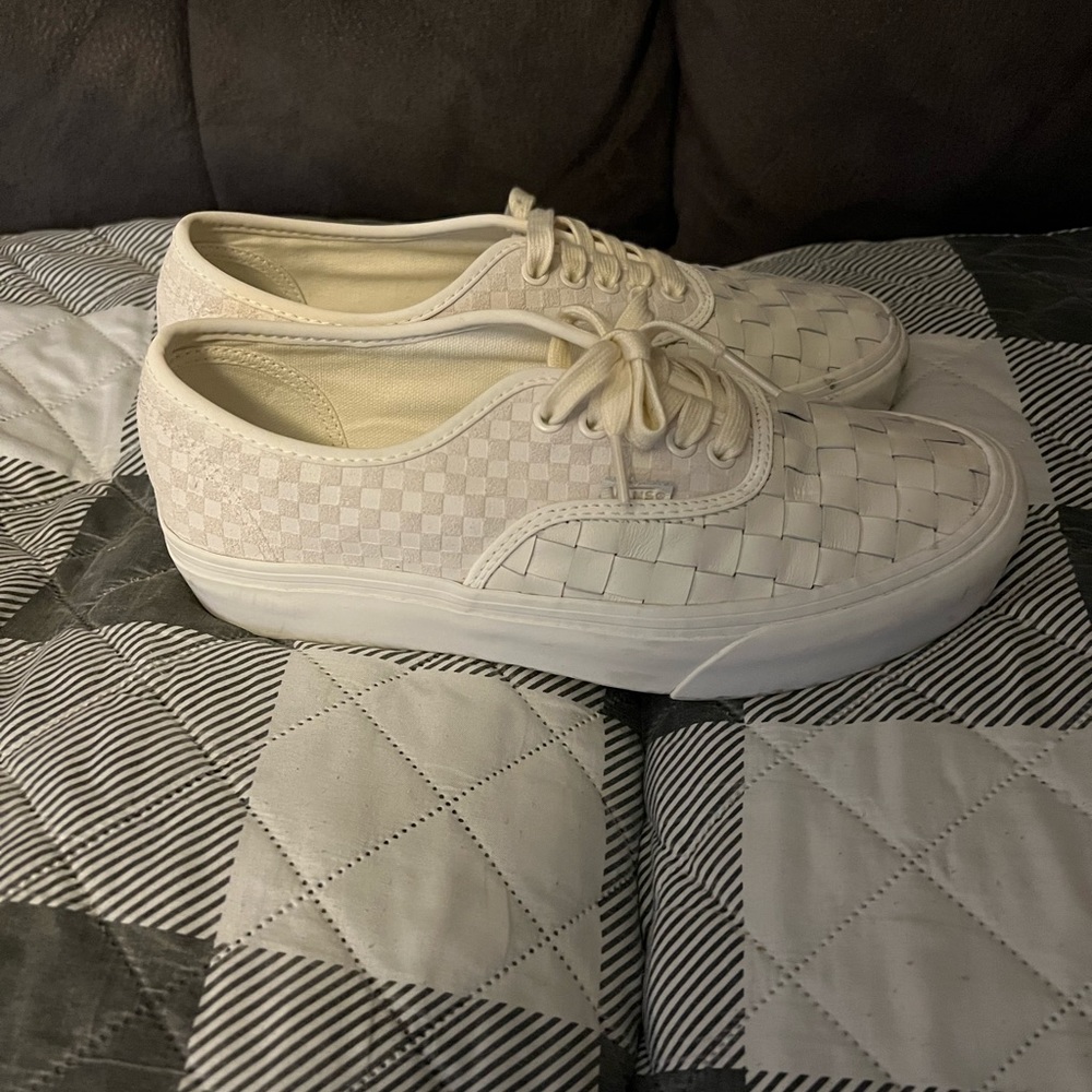 Vans size 10 womens New. Worn once, leather platform soles